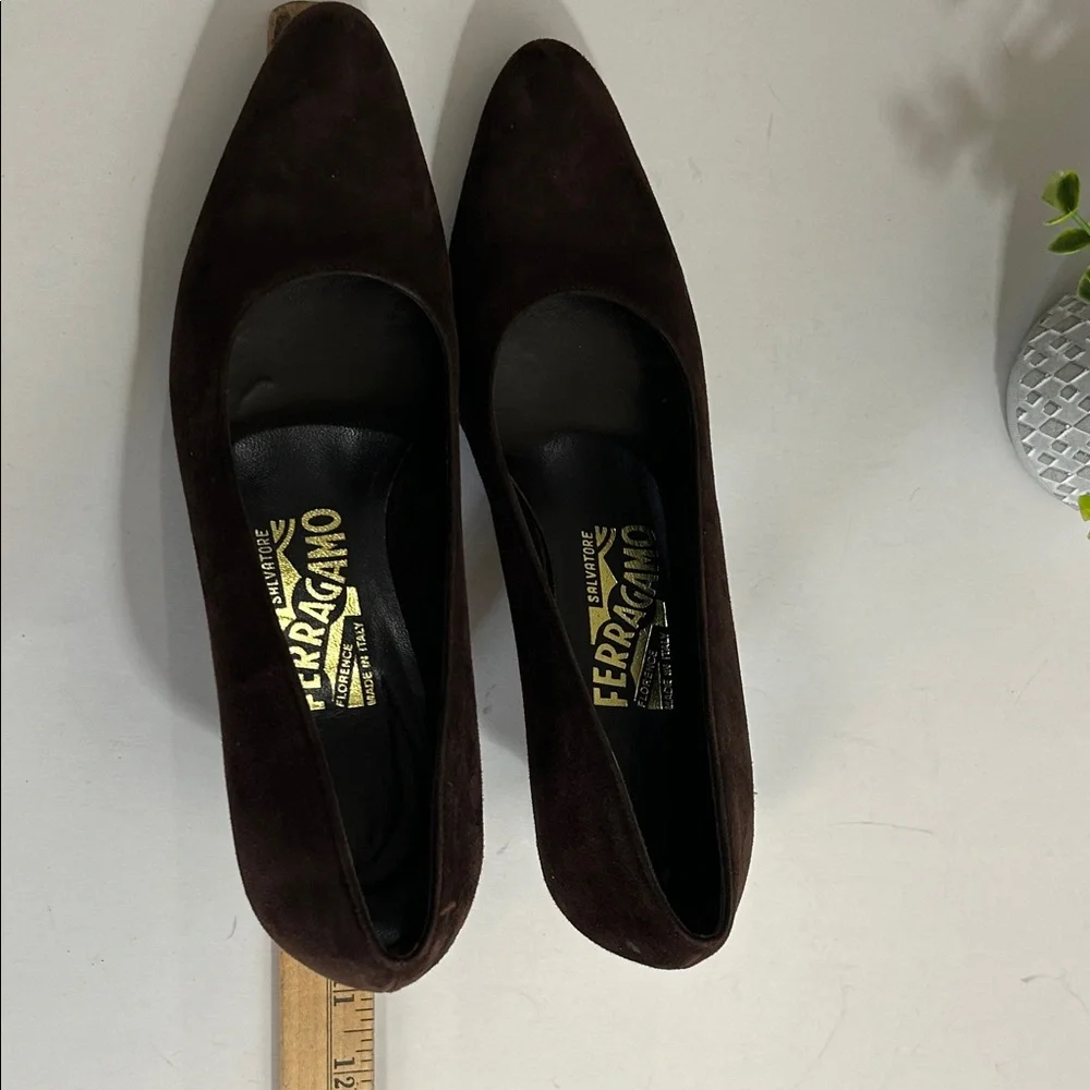 Salvatore Ferragamo Shoes Brown Espresso Suede Calf Sabrina Pump - Picture 16 of 16